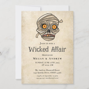 Wicked Affair Halloween Vintage Gothic Skull Invitation