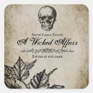 Wicked Affair Halloween - Vintage Skull Square Sticker