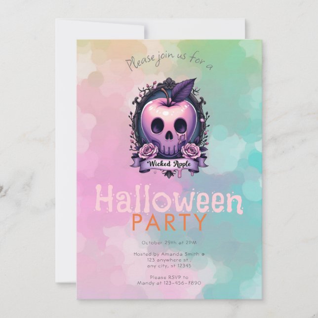 Wicked Apple Poison Creepy  Halloween Party Invitation (Front)