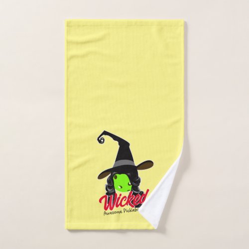 Wicked Awesome Green Pickleball Witch Halloween Hand Towel