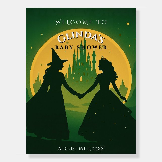 Wicked Baby Shower Welcome Sign -Elphaba & Glinda (Front)