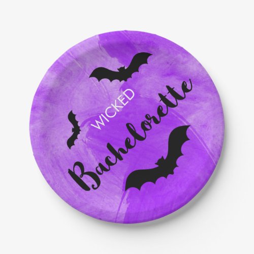 Wicked Bachelorette Party Black Bat Witchy Paper Plates