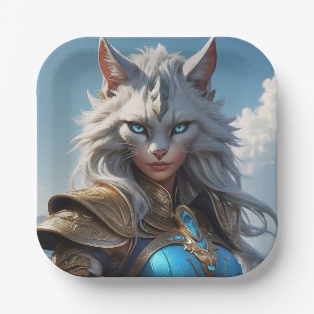 Wicked Blue Eyed Cat  Paper Plates (Front)