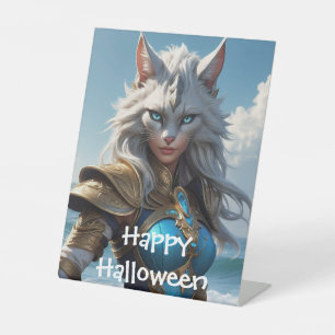 Wicked Blue Eyed Cat Pedestal Sign