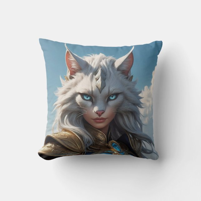Wicked Blue Eyed Cat  Throw Pillow (Front)
