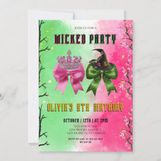 Wicked Bow Birthday Party Invitation