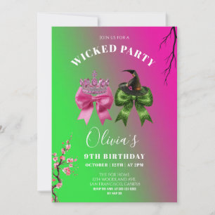 Wicked Bow Girl Birthday Party  Invitation