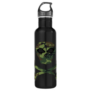 Wicked Camo Skull and Crossbones Water Bottle