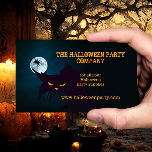 Wicked Cat Halloween Party Business Card