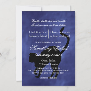 Wicked Cat in Purple Haze Halloween Invitation