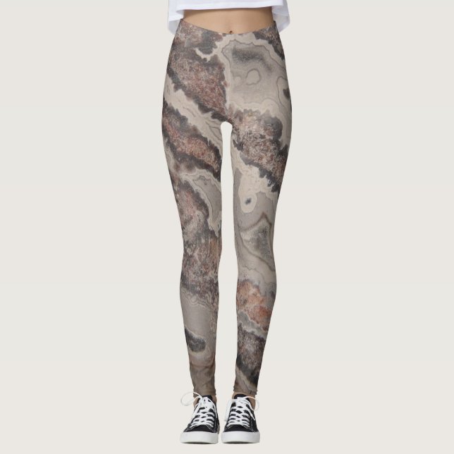 Wicked Crazy Lace Agate Natural Rock Designed Leggings (Front)