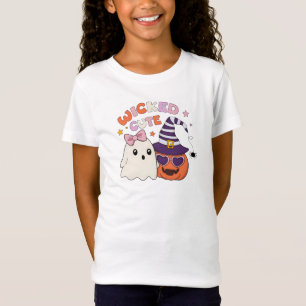 Wicked Cute Halloween Ghost and Pumpkin Cartoon T-Shirt