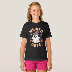 Wicked Cute Halloween Ghost in Witch Hat T-Shirt