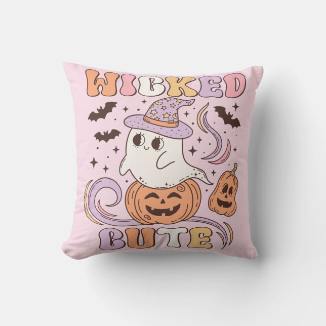 Wicked Cute Halloween Throw Pillow (Front)