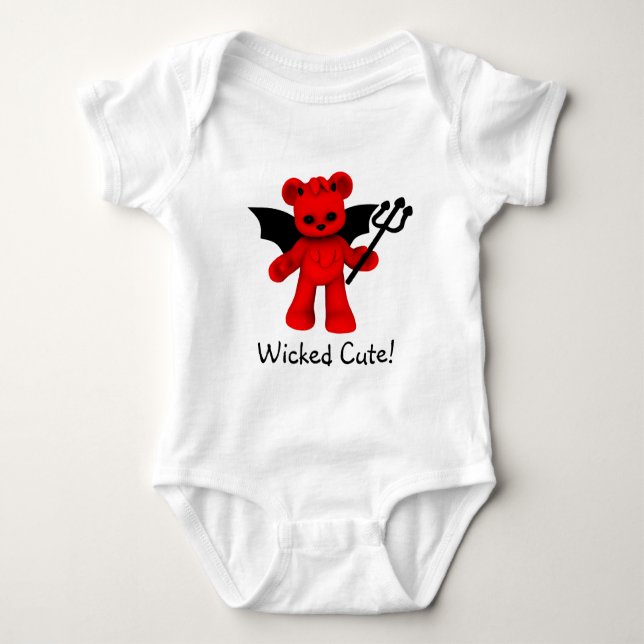 Wicked Cute Teddy Bear Baby Baby Bodysuit (Front)