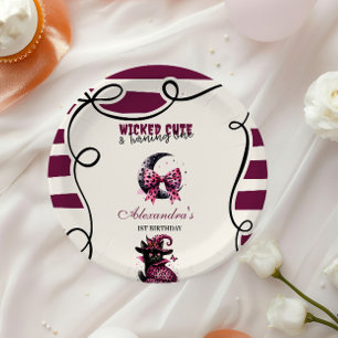 Wicked Cute & Turning One Girl Halloween 1st Birth Paper Plates