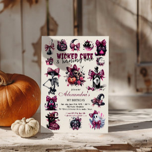 Wicked Cute & Turning One Girl Halloween Birthday Invitation