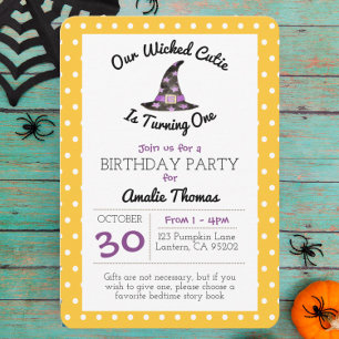 Wicked Cutie Orange Dot Child Birthday Small Invitation