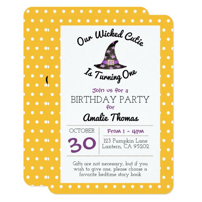 Wicked Cutie Orange Dot Child Birthday Small Invitation