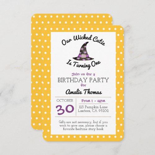 Wicked Cutie Orange Dot Child Birthday Small Invitation