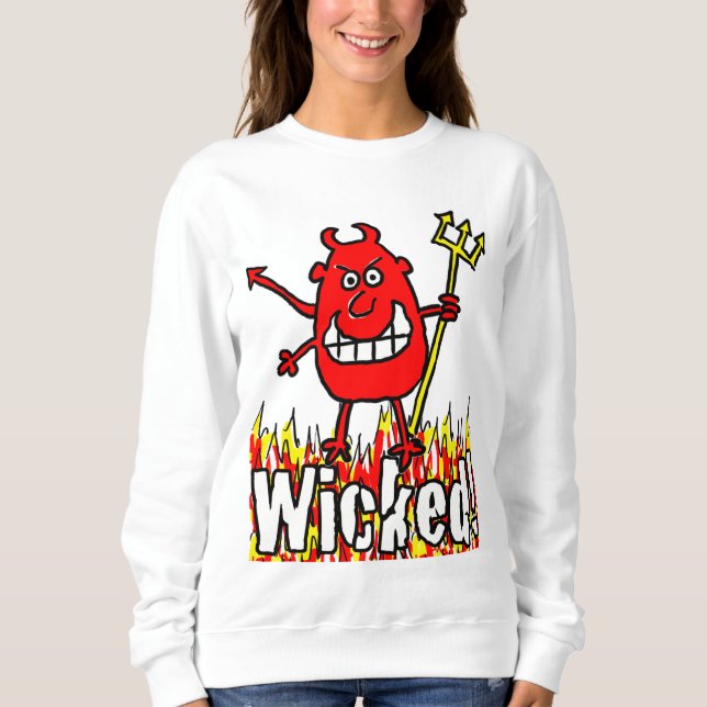 Wicked Devil with Flames Design Sweatshirt (Front)