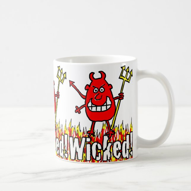 Wicked Devil with Trident in the Flames Coffee Mug (Right)