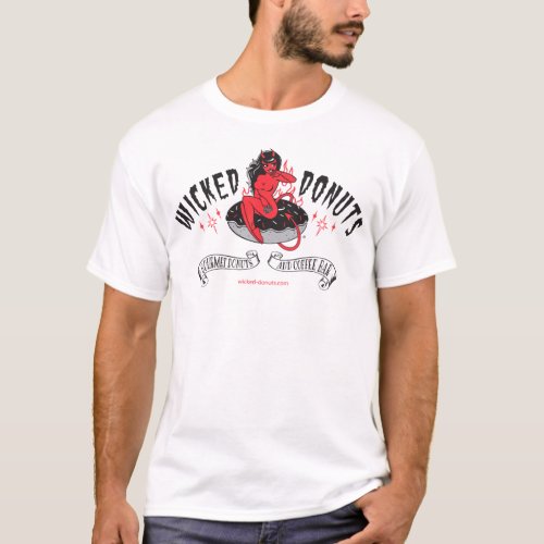 WICKED DONUTS LOGO ON WHITE T_Shirt