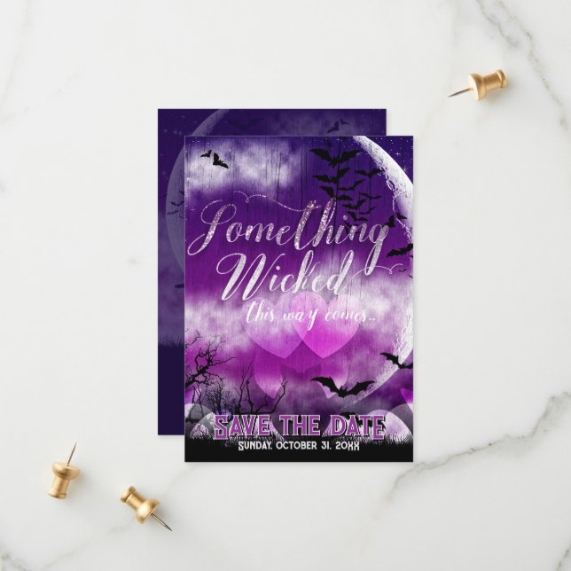 Wicked Fun Halloween Love Moon Save the Date (Front/Back In Situ)