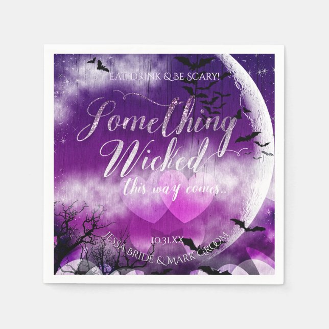 Wicked Fun Halloween Love Moon Wedding Napkins (Front)