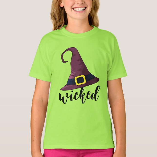 Wicked, Fun Witch Hat Halloween Personalized  T-Shirt (Front)