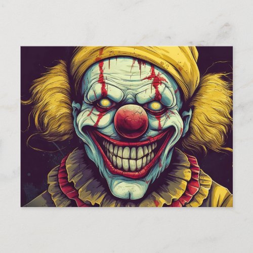 Wicked Funhouse Clown Illustration Design Postcard
