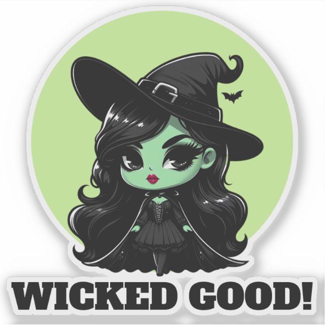 Wicked Good Little Green Witch Invitation Sticker (Front)