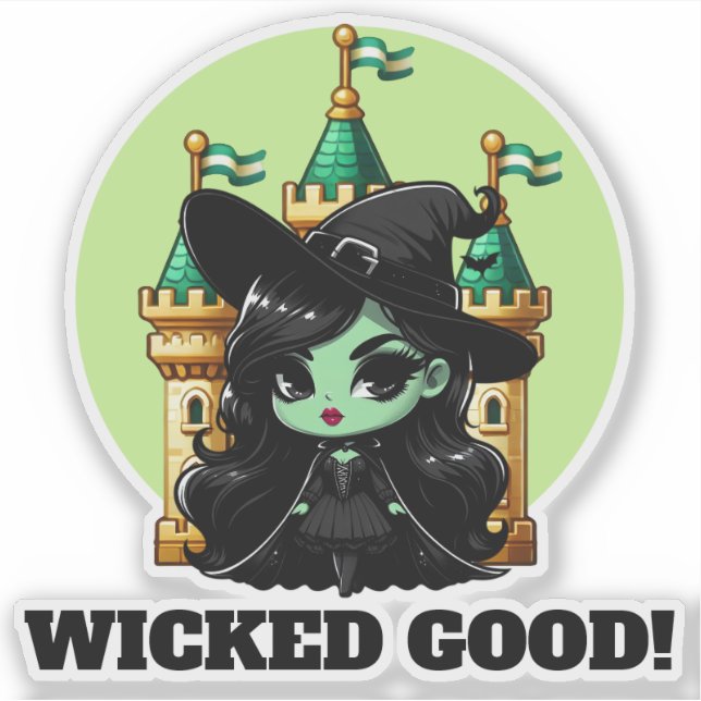 Wicked Good Little Green Witch Invitation Sticker (Front)