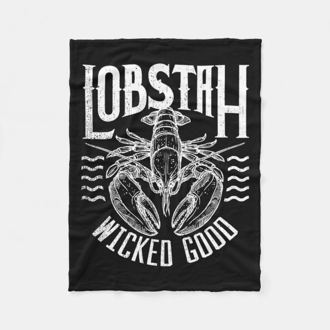 Wicked Good Lobstah Funny Maine Boston Cape Cod Lo Fleece Blanket (Front)