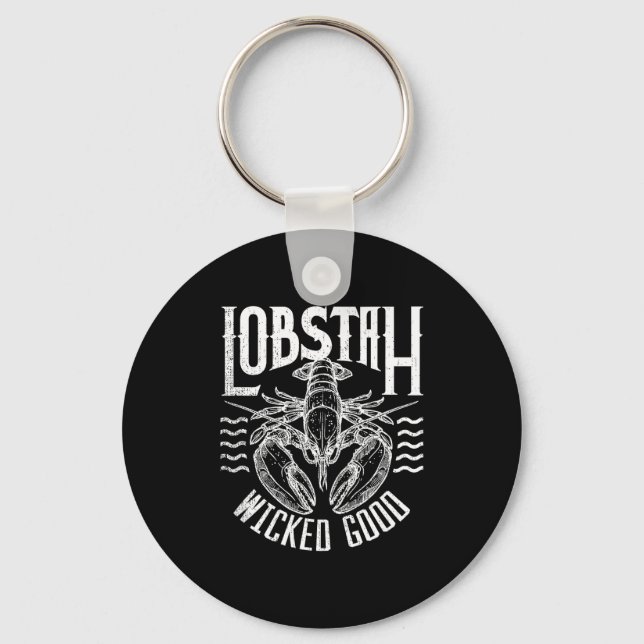 Wicked Good Lobstah Funny Maine Boston Cape Cod Lo Keychain (Front)