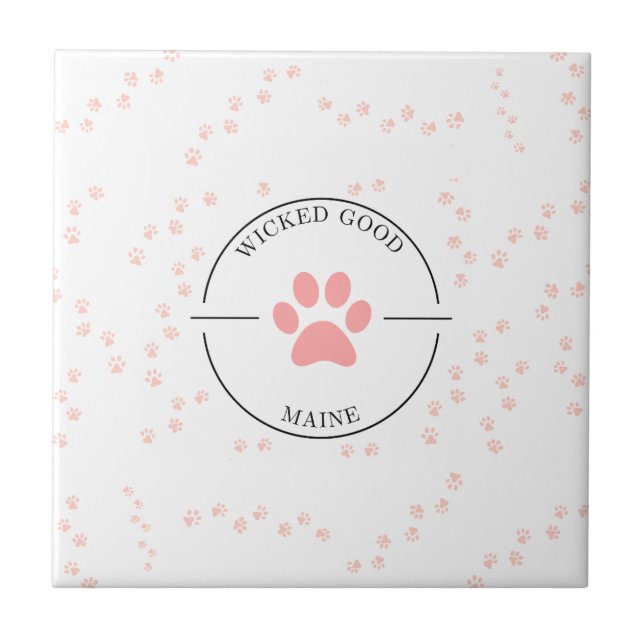 Wicked Good Maine - Pink Paws - Coaster (Front)