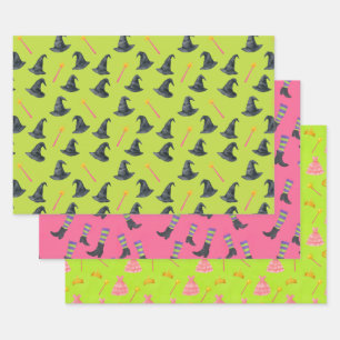 Wicked Good Pink & Green Witchy Gift Wrap