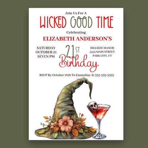 Wicked Good Time 21st Birthday Invitation