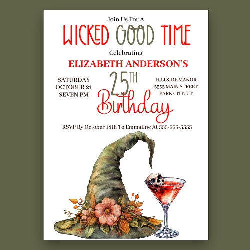 Wicked Good Time 25th Birthday Invitation