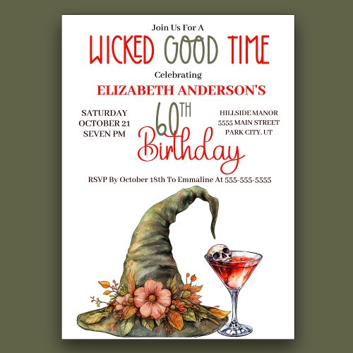 Wicked Good Time 60th Birthday Invitation