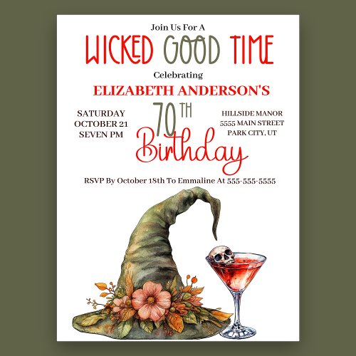 Wicked Good Time 70th Birthday Invitation