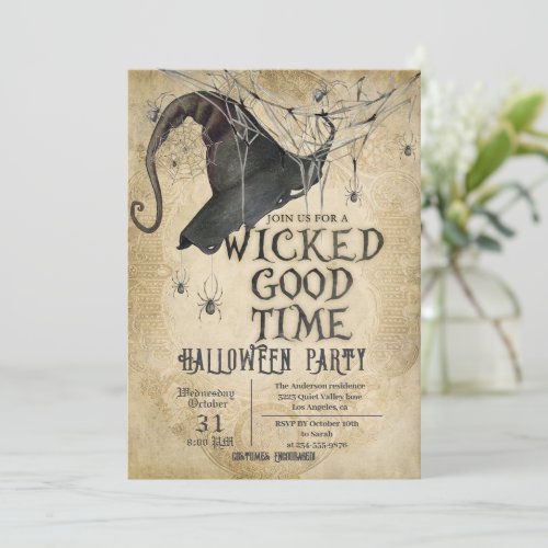 Wicked Good Time Adult Vintage Halloween Party Invitation