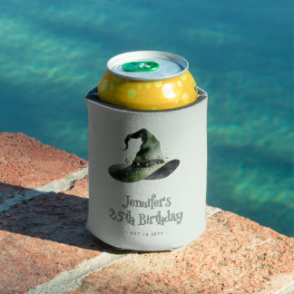 Wicked Good Time Green Witch Hat Birthday Can Cooler