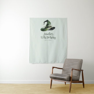 Wicked Good Time Green Witch Hat Birthday Tapestry