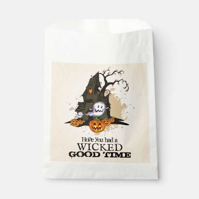 Wicked Good Time Halloween Haunted House Favor Bag (Front)