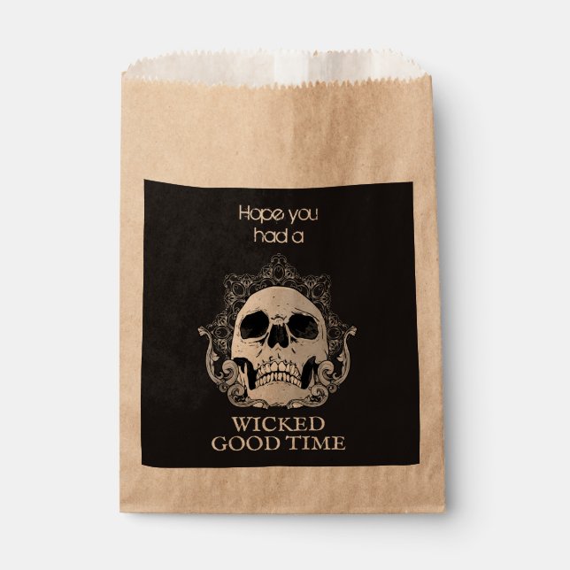 Wicked Good Time Halloween Skull Treat Favor Bag (Front)