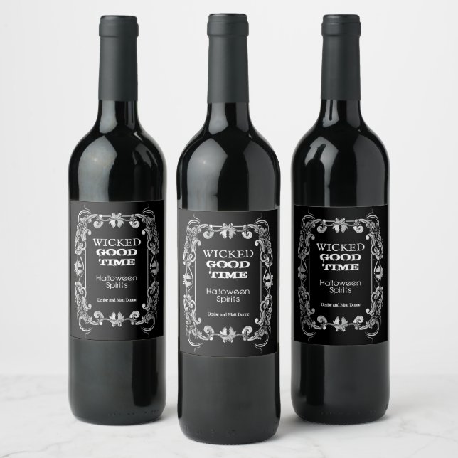 Wicked Good Time Halloween Spirits Wine Label (Bottles)