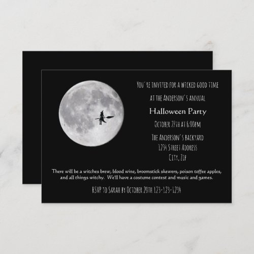 Wicked Good Time Moon _ 3x5 Halloween Party Invite