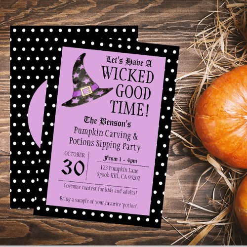 Wicked Good Time Purple Halloween Invitation