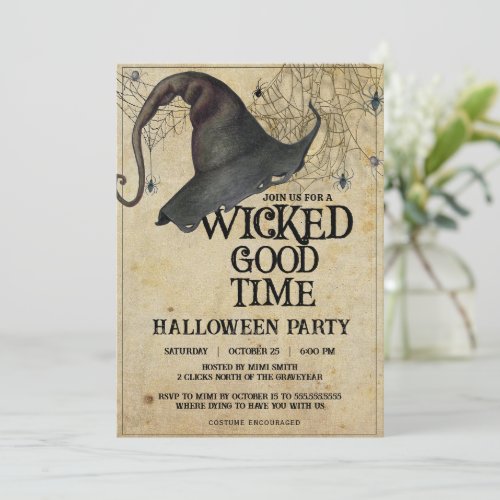 Wicked Good Time Vintage Adult Halloween Party Invitation